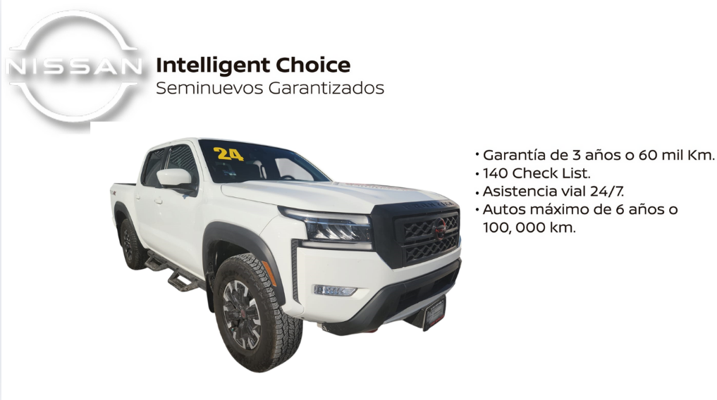 2024 Nissan Comerciales Frontier Pick-Up 4 pts. Pro 4x, Doble Cab., V6, 3.8l, TA, a/ac., piel, RA-17, 4x4