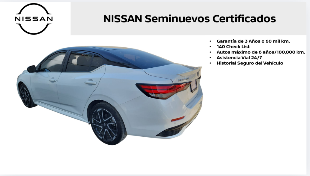 2025 Nissan Sentra 4 pts. SR Platinum, TA, a/ac. Aut., piel, QC, s. Bose, f. led, RA-18 (línea anterior)