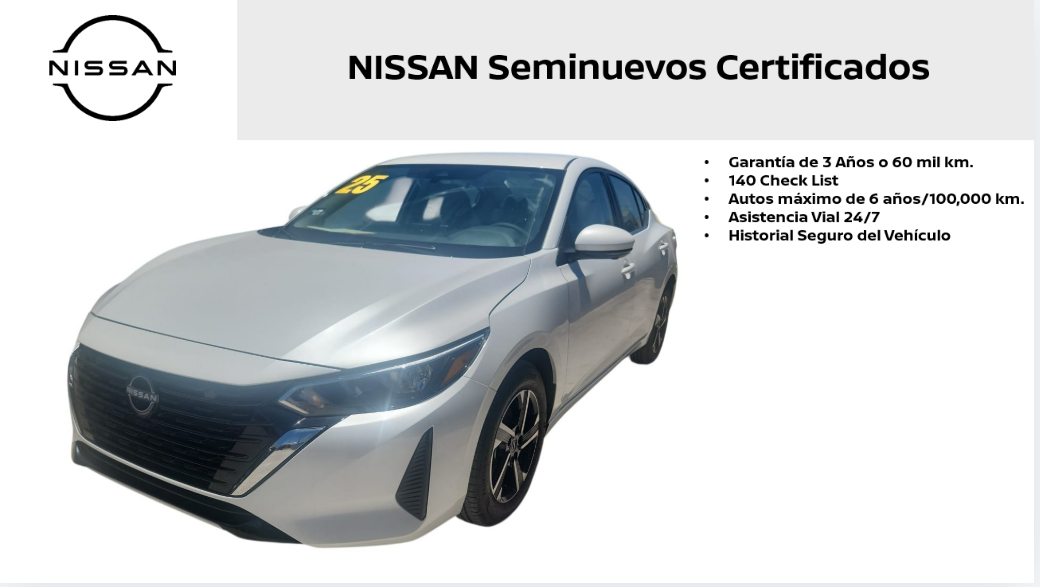 2025 Nissan Sentra 4 pts. Advance, TM6, a/ac., f. niebla, RA-16 (línea anterior)