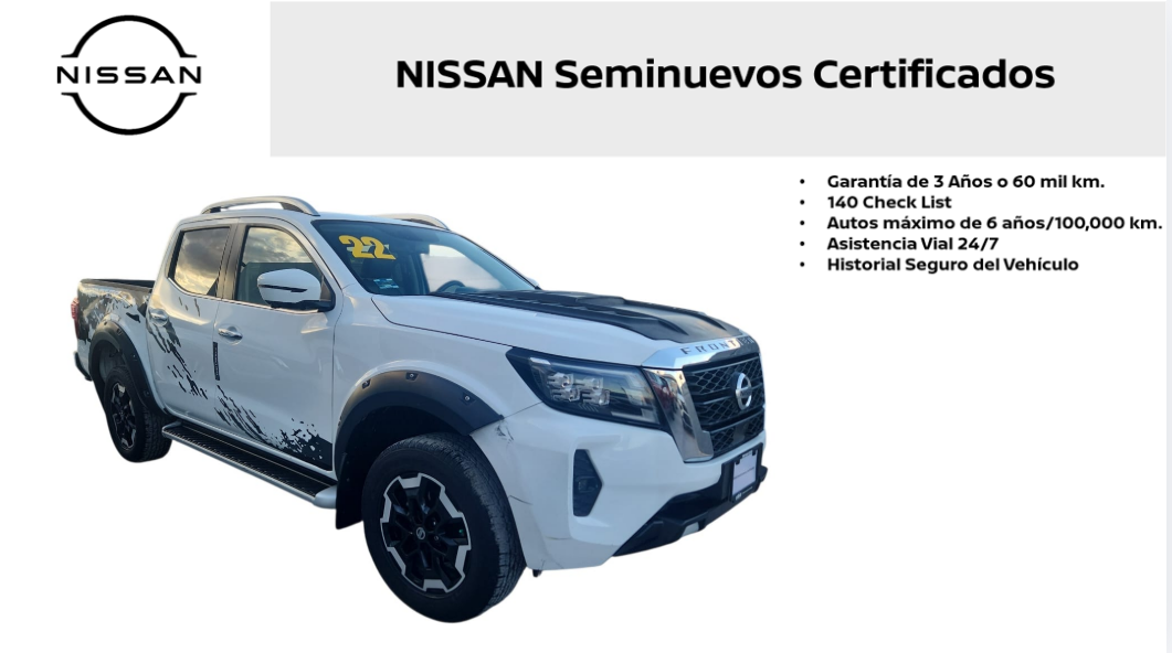 2022 Nissan Comerciales Frontier y NP 300 Frontier Pick-Up 4 pts. Frontier Platinum LE, Doble Cab., L4, 2.5l, TA, a/ac., piel, f. led, RA-18