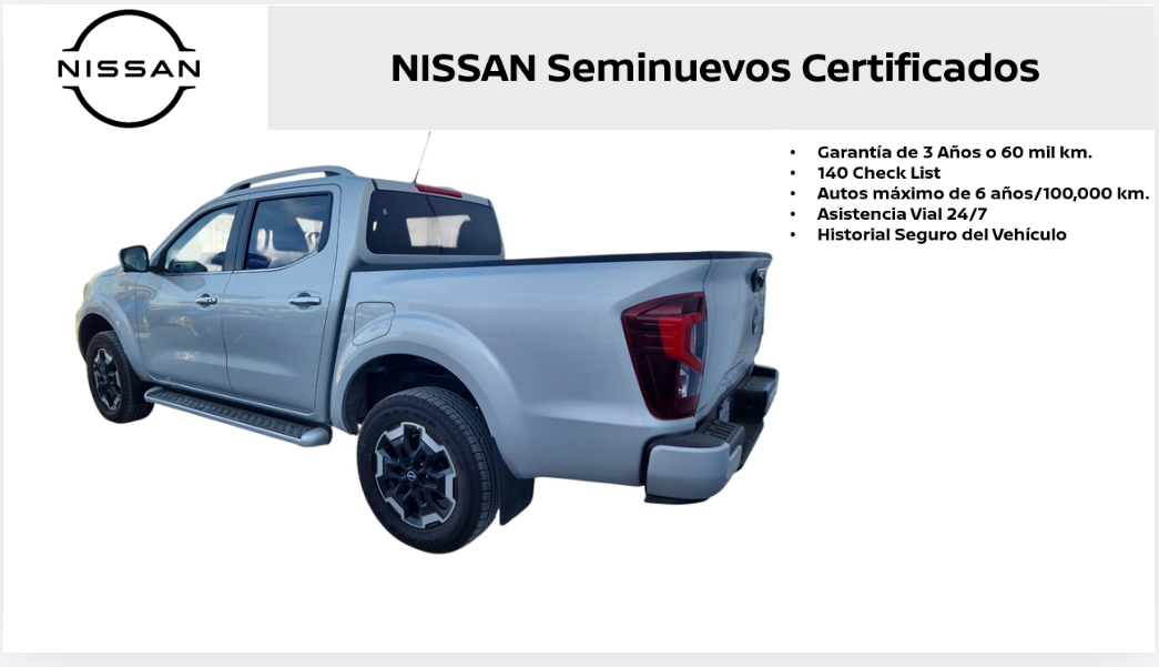2025 Nissan Comerciales Frontier y NP 300 Frontier Pick-Up 4 pts. Frontier Platinum LE, Doble Cab., L4, 2.5l, TA, a/ac., piel, f. led, RA-18