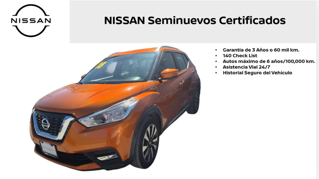 2018 Nissan Kicks VUD 5 pts. Advance, 1.6l, TA, a/ac., VE, RA-17