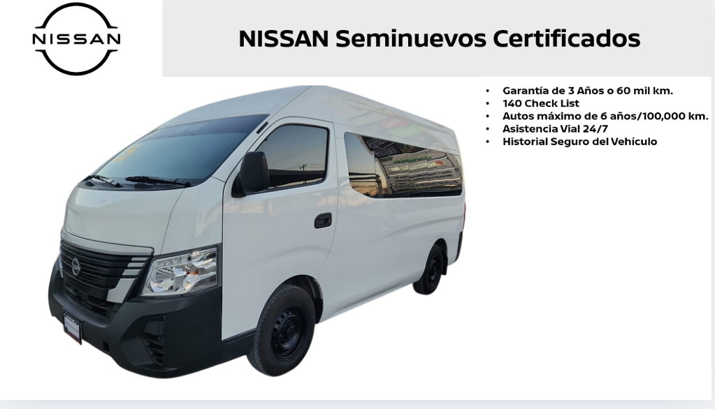 2025 Nissan Urvan Pasajeros 4 pts. TM5, a/ac., VE, 11 pas.