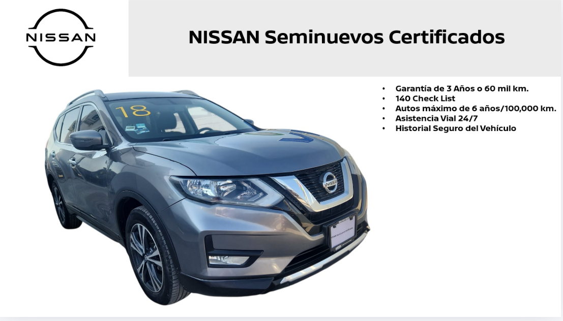2018 Nissan X-Trail VUD 5 pts. Advance, TA, QC, CD, 5 pas., RA-18 (cambio de línea)