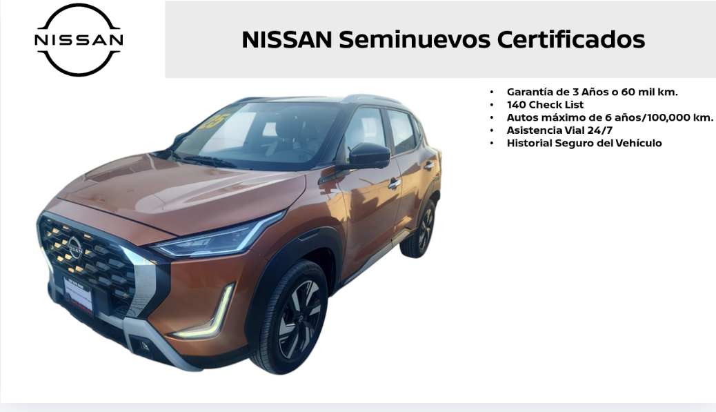 2025 Nissan Magnite VUD 5 pts. Exclusive, 1.0T, TM5, piel, RA-16