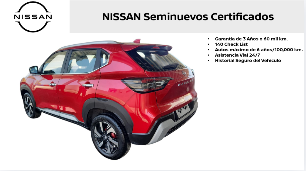 2025 Nissan Magnite VUD 5 pts. Exclusive, 1.0T, TM5, piel, RA-16