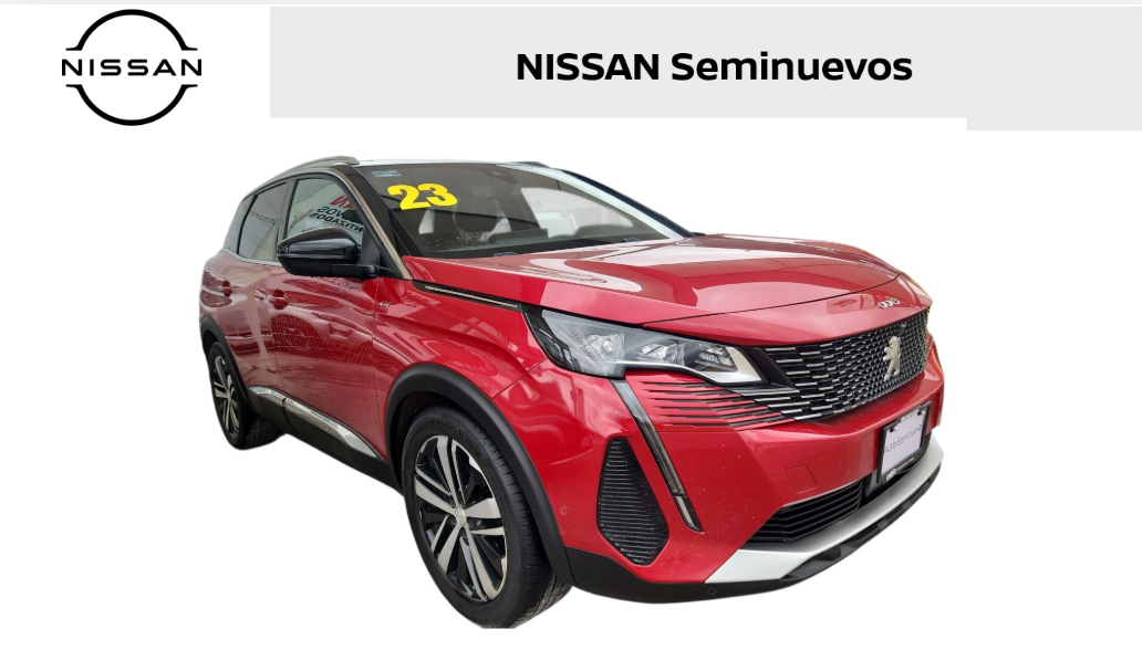 2023 Peugeot 3008 VUD 5 pts. GT, 1.6T, TA, piel alcántara, TP, RA-19